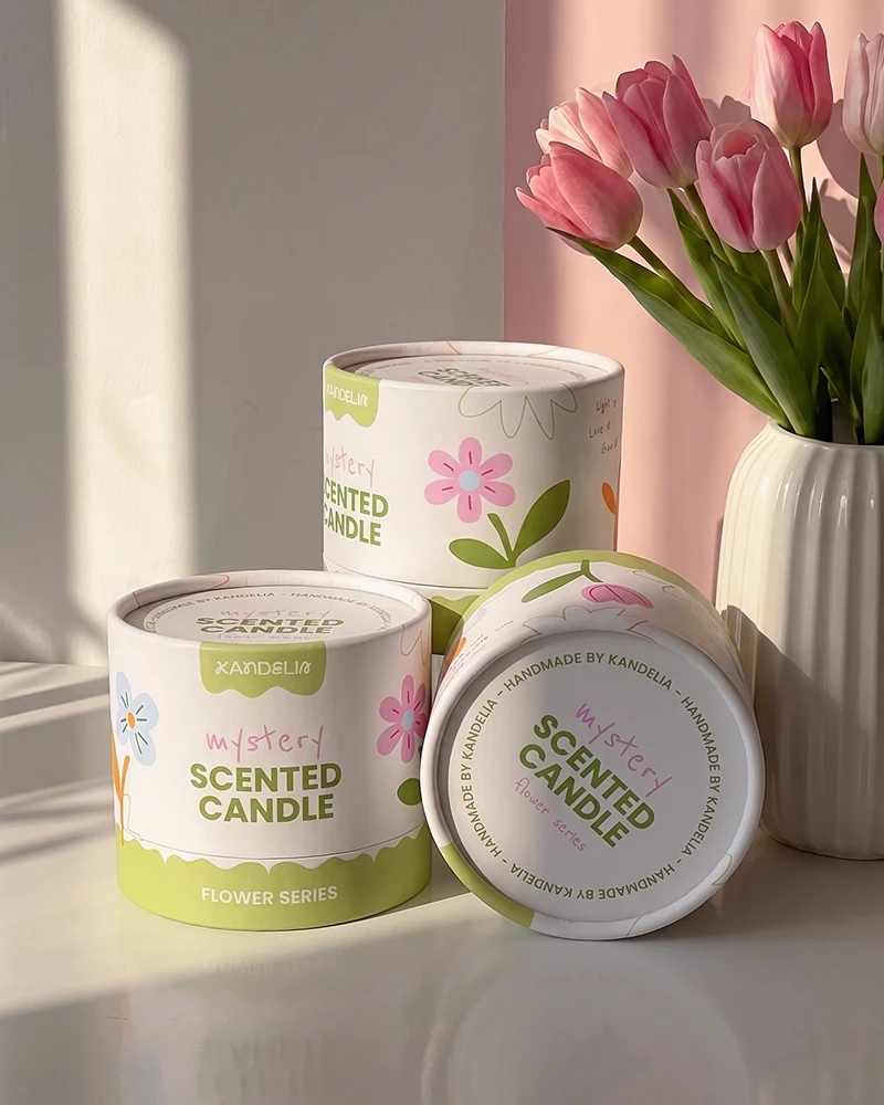Flower Mystery Candle Bundle set of handcrafted natural soy wax candles with floral scents